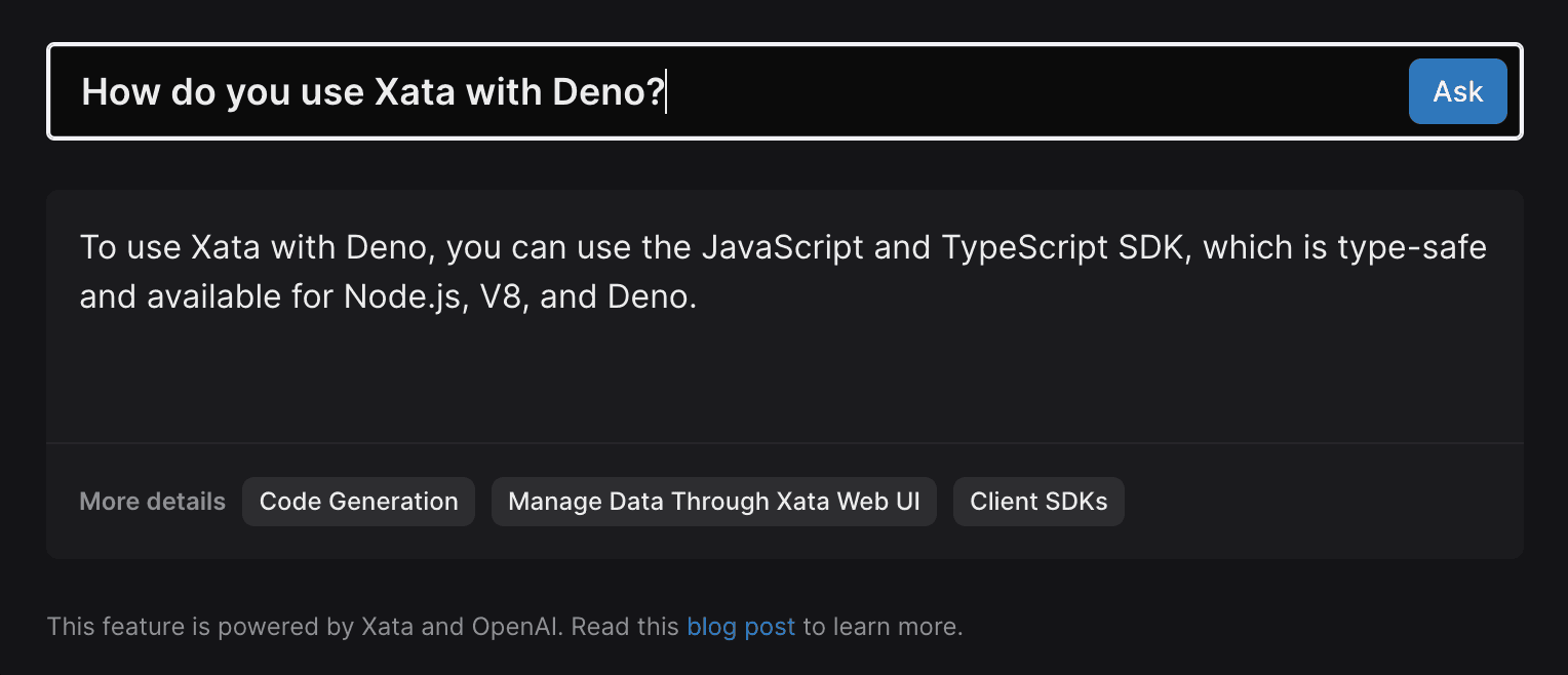 Question for the Xata bot: How do you use Xata with Deno?